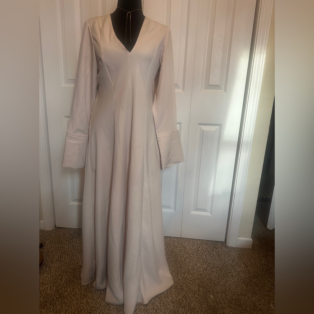 Zara Cream Long Sleeve Maxi Dress